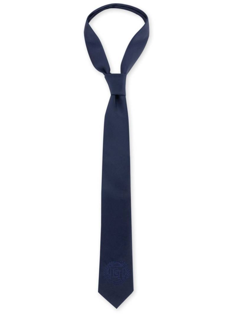 Elisabetta Franchi logo-embroidered velvet tie - Blue von Elisabetta Franchi