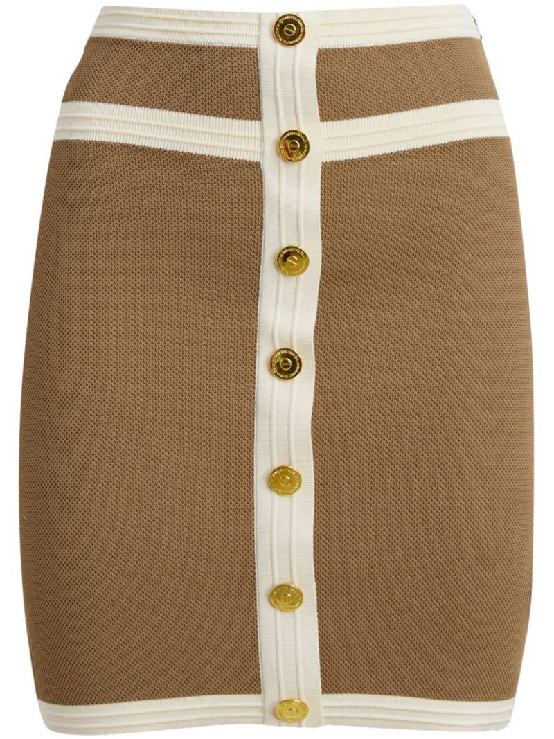 Elisabetta Franchi logo-engraved buttons mini skirt - Brown von Elisabetta Franchi