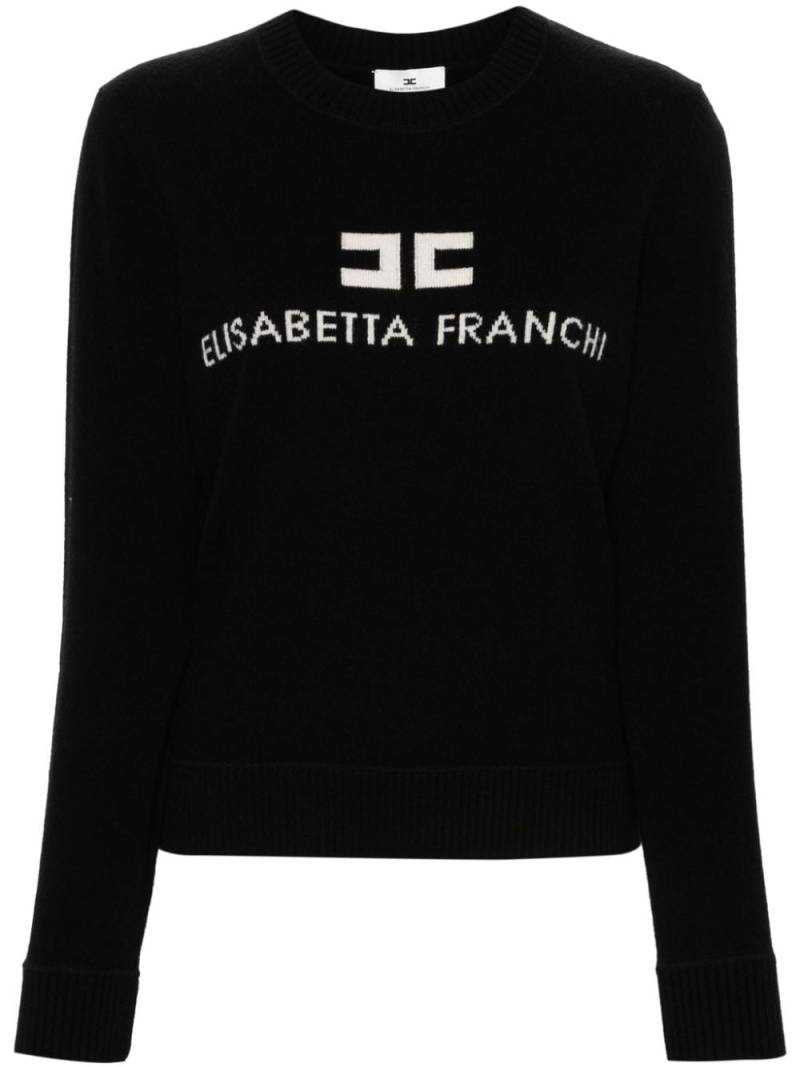 Elisabetta Franchi logo-intarsia crew-neck jumper - Black von Elisabetta Franchi