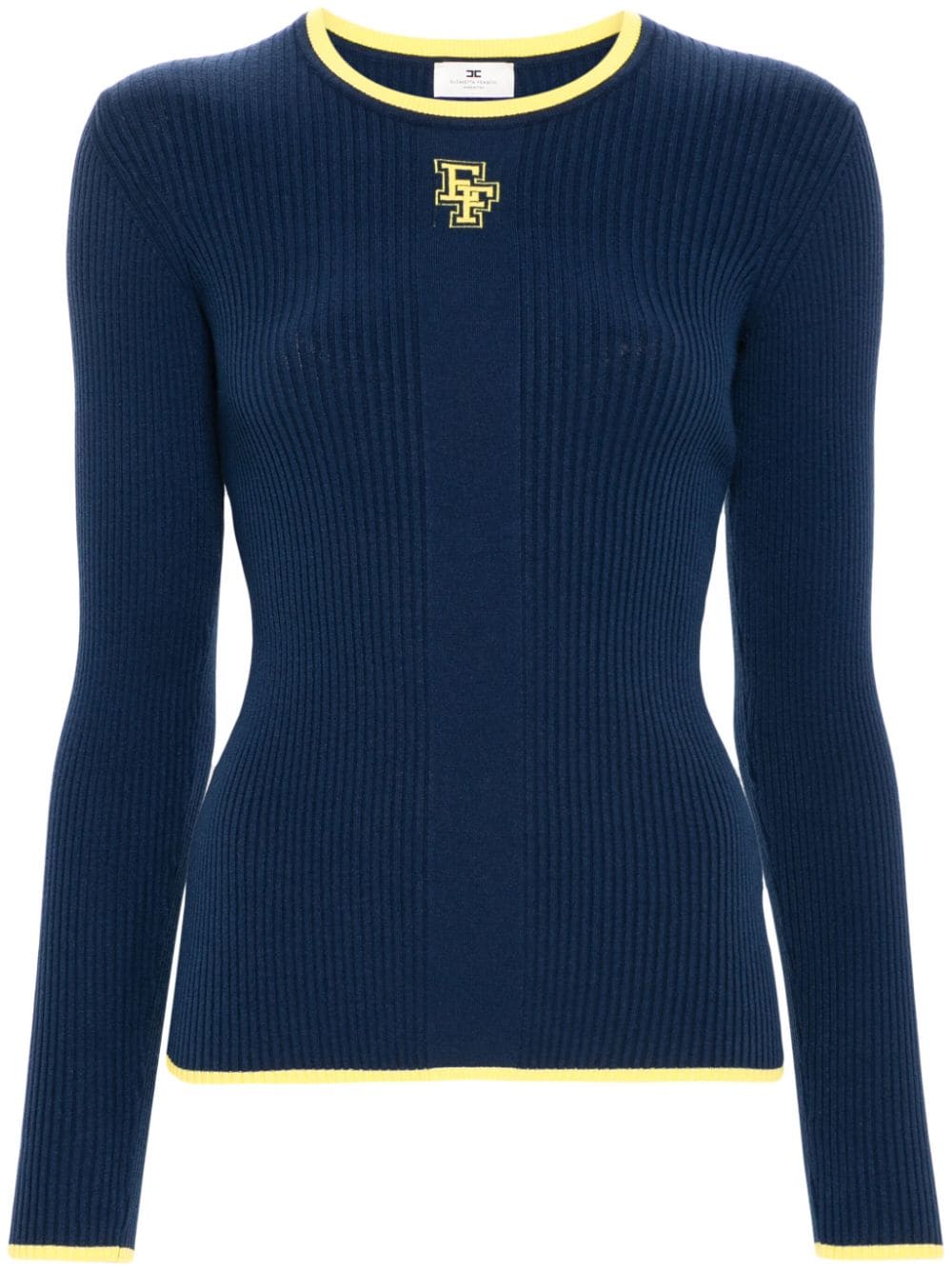 Elisabetta Franchi logo-intarsia knit sweater - Blue von Elisabetta Franchi