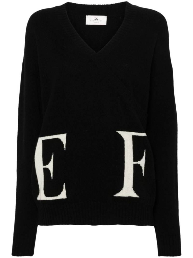 Elisabetta Franchi logo-intarsia virgin-wool jumper - Black von Elisabetta Franchi