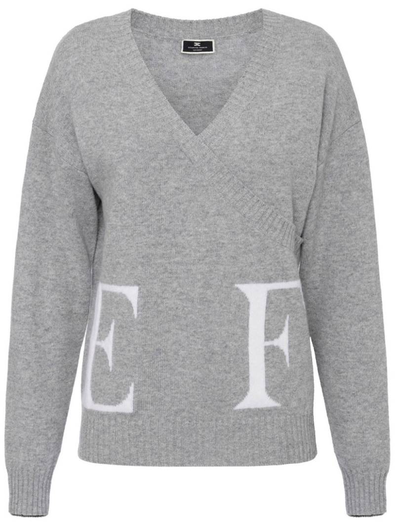 Elisabetta Franchi logo-intarsia wool jumper - Grey von Elisabetta Franchi