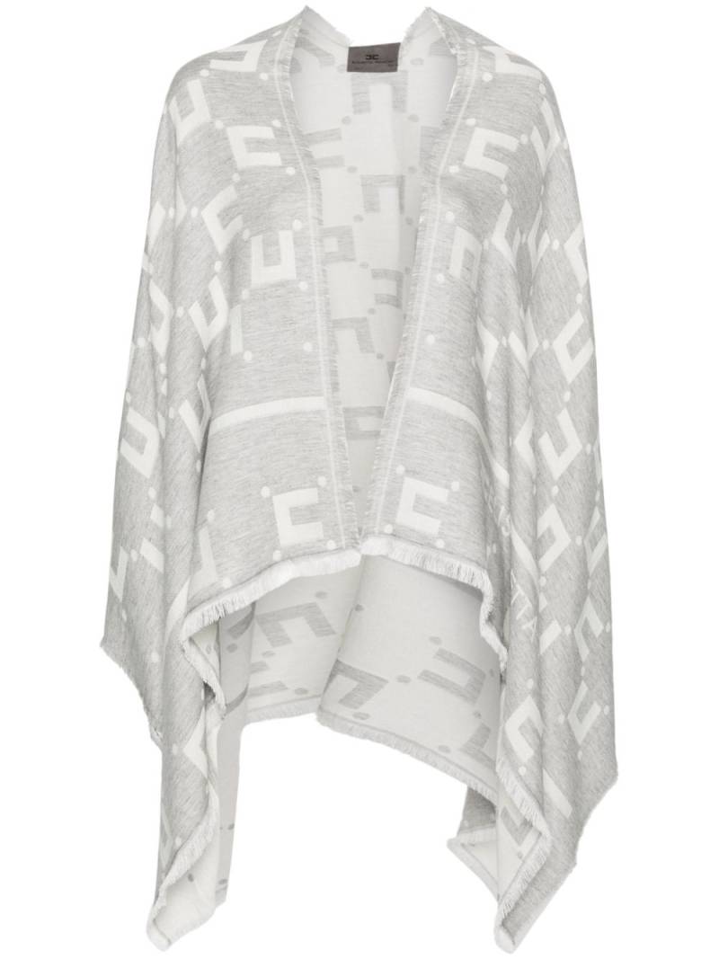 Elisabetta Franchi logo-jacquard cape - Grey von Elisabetta Franchi