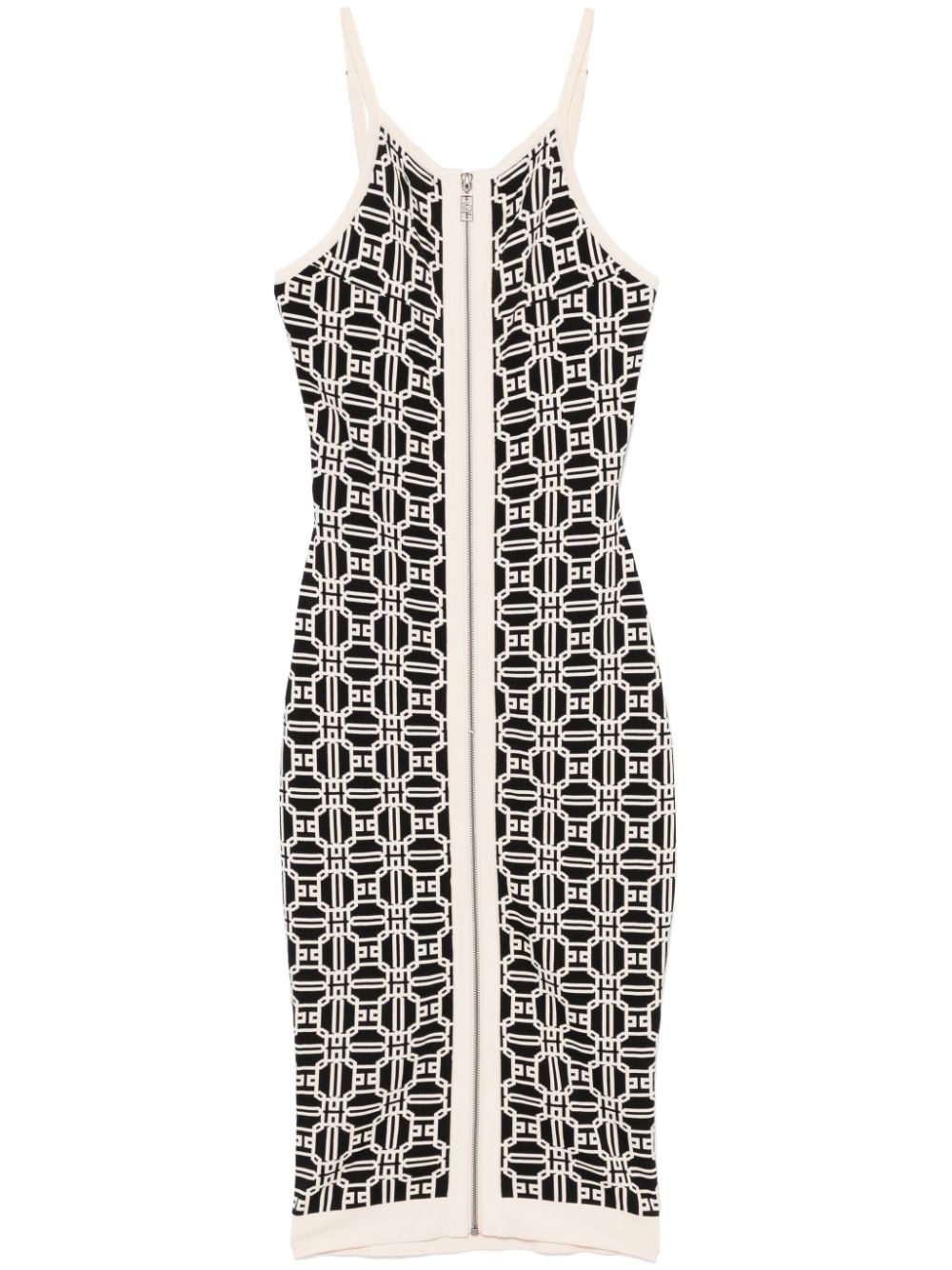 Elisabetta Franchi logo-jacquard midi dress - Neutrals von Elisabetta Franchi