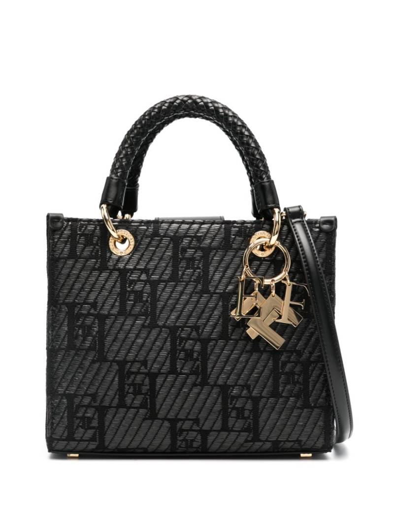 Elisabetta Franchi logo-jacquard raffia tote bag - Black von Elisabetta Franchi