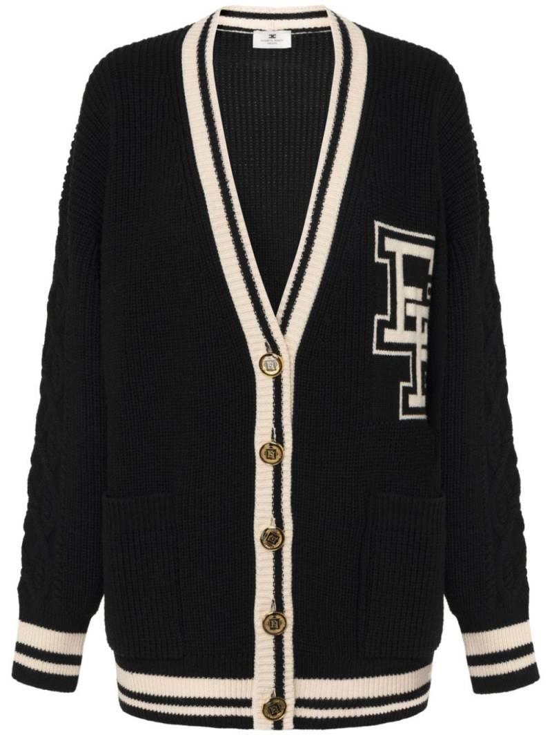 Elisabetta Franchi logo patch V-neck cardigan - Black von Elisabetta Franchi