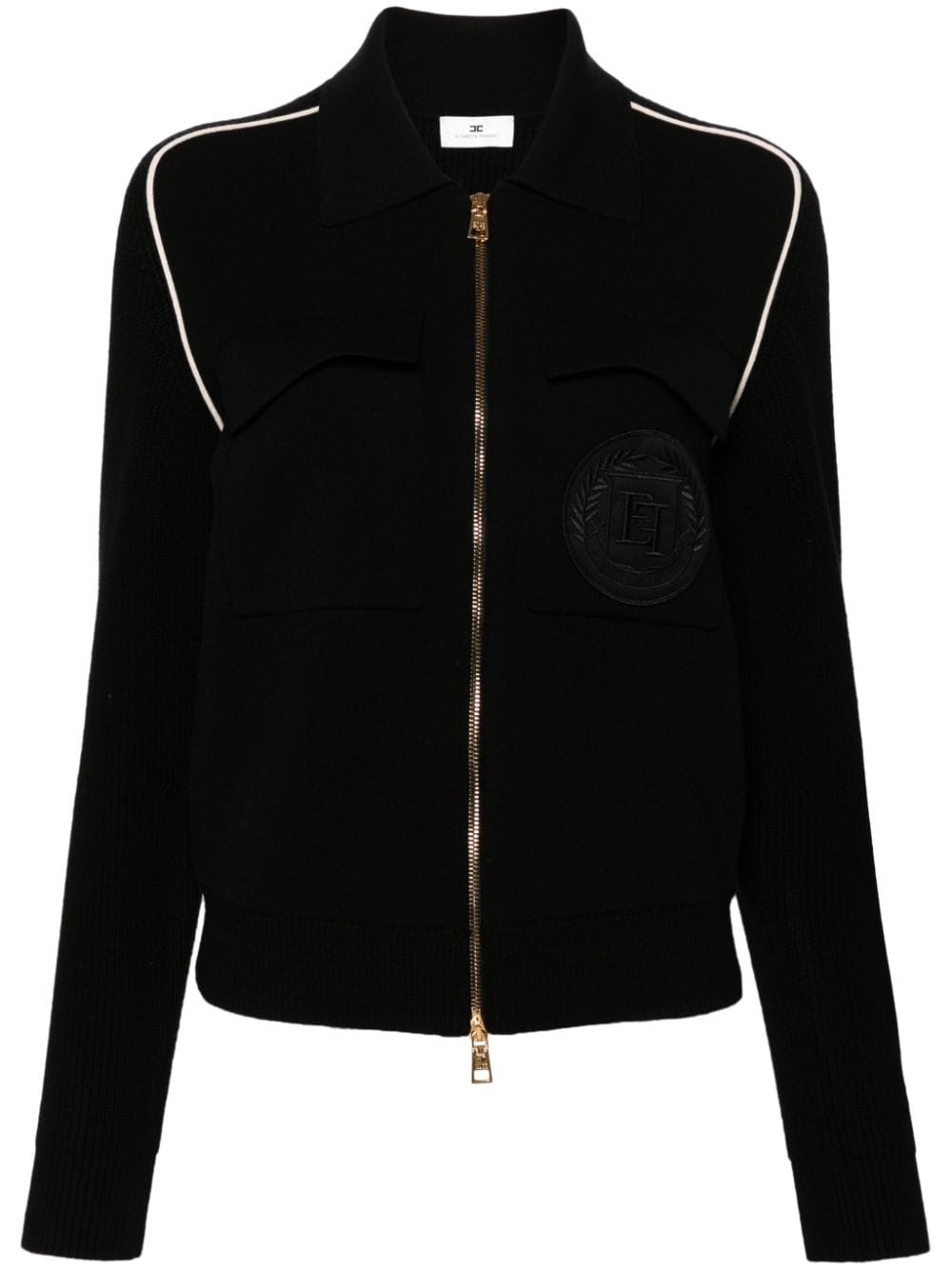 Elisabetta Franchi logo-patch cardigan - Black von Elisabetta Franchi