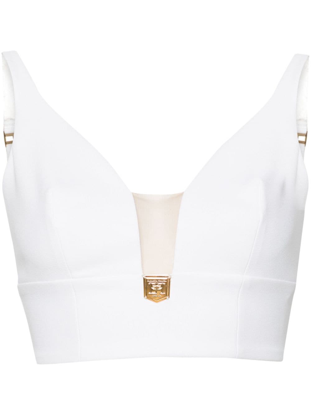 Elisabetta Franchi logo-plaque crepe top - White von Elisabetta Franchi