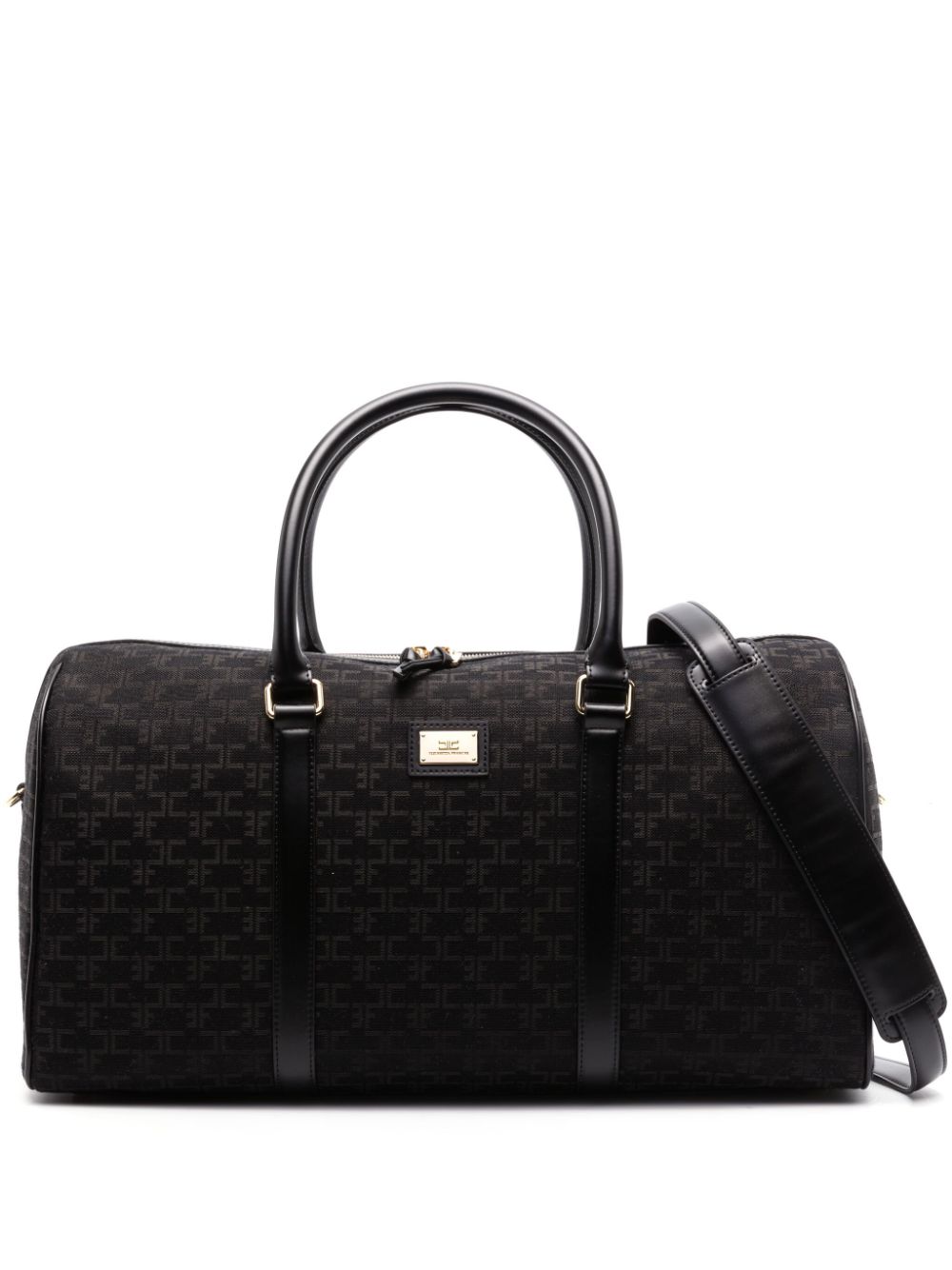 Elisabetta Franchi logo-plaque monogram-jacquard luggage bag - Black von Elisabetta Franchi