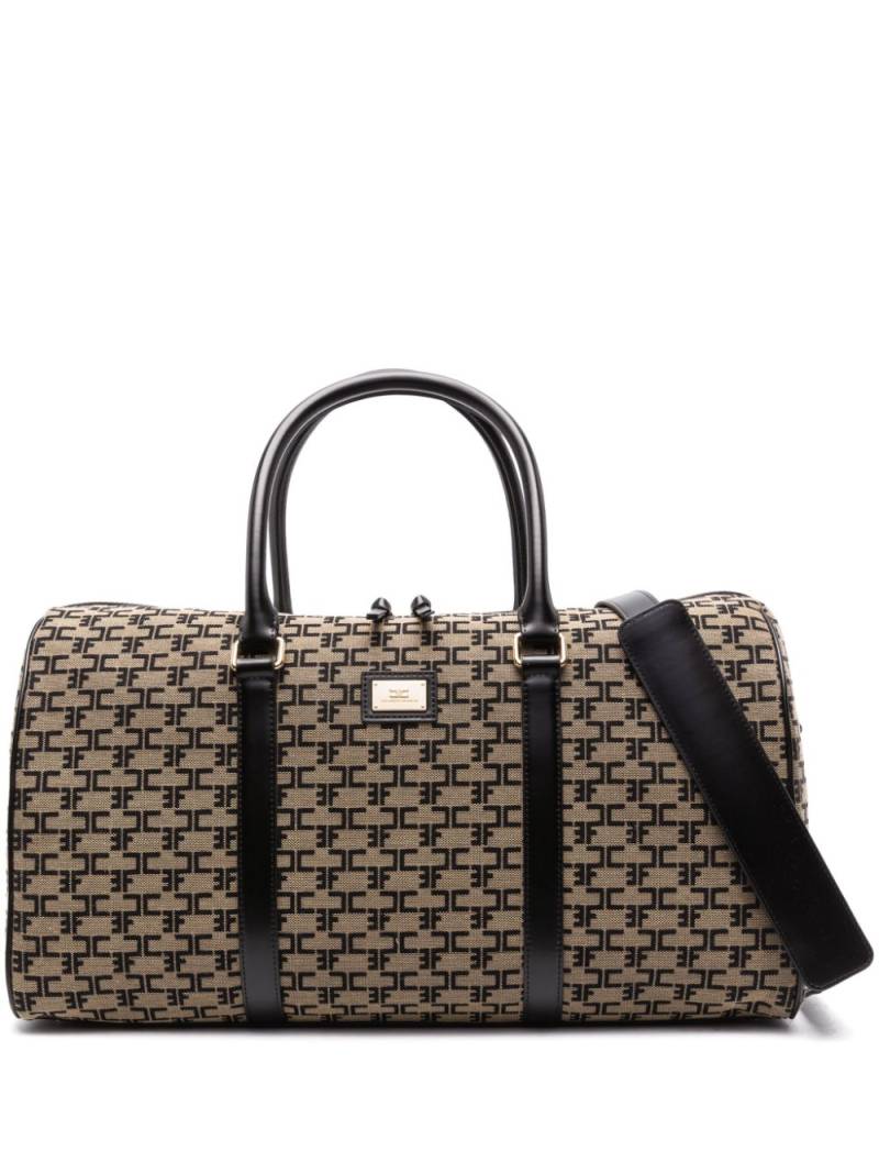 Elisabetta Franchi logo-plaque monogram-jacquard luggage bag - Neutrals von Elisabetta Franchi