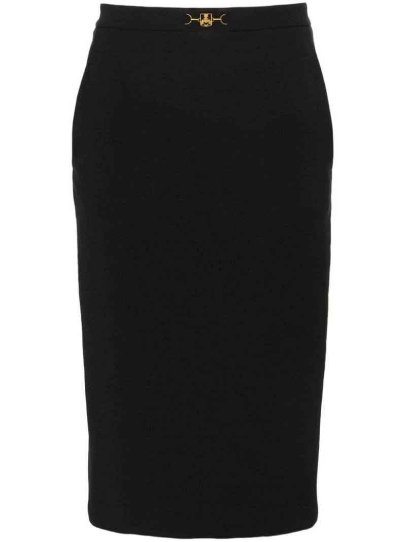 Elisabetta Franchi logo-plaque pencil midi skirt - Black von Elisabetta Franchi