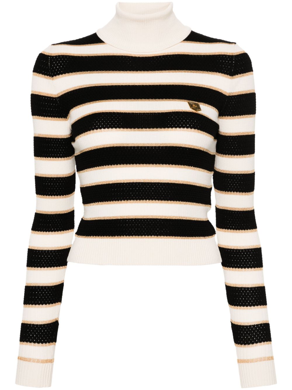 Elisabetta Franchi logo-plaque striped jumper - Neutrals von Elisabetta Franchi