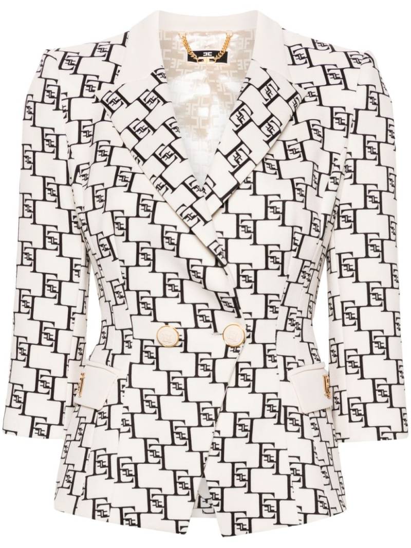 Elisabetta Franchi logo-print crepe blazer - Neutrals von Elisabetta Franchi