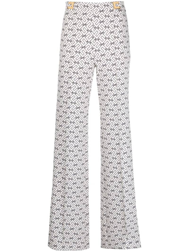 Elisabetta Franchi logo-print flared crepe trousers - Neutrals von Elisabetta Franchi