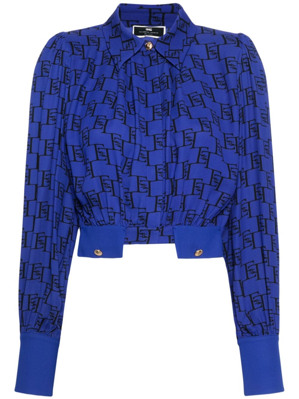 Elisabetta Franchi logo-print georgette blouse - Blue von Elisabetta Franchi