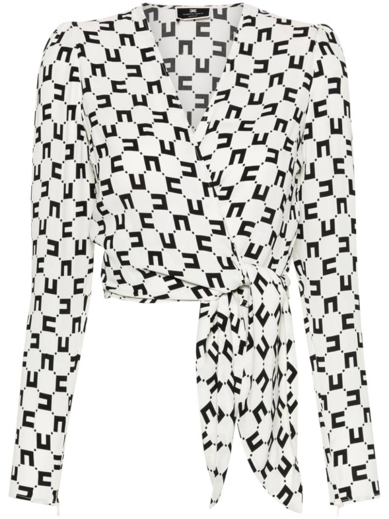 Elisabetta Franchi logo-print georgette blouse - White von Elisabetta Franchi