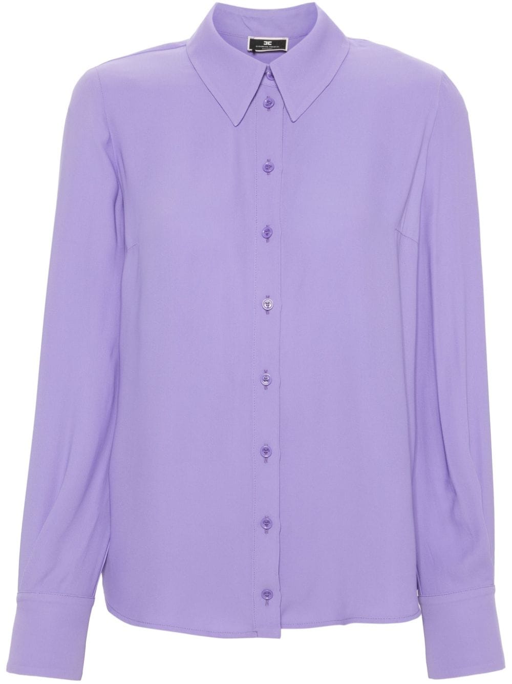 Elisabetta Franchi logo-print gerogette-crepe shirt - Purple von Elisabetta Franchi