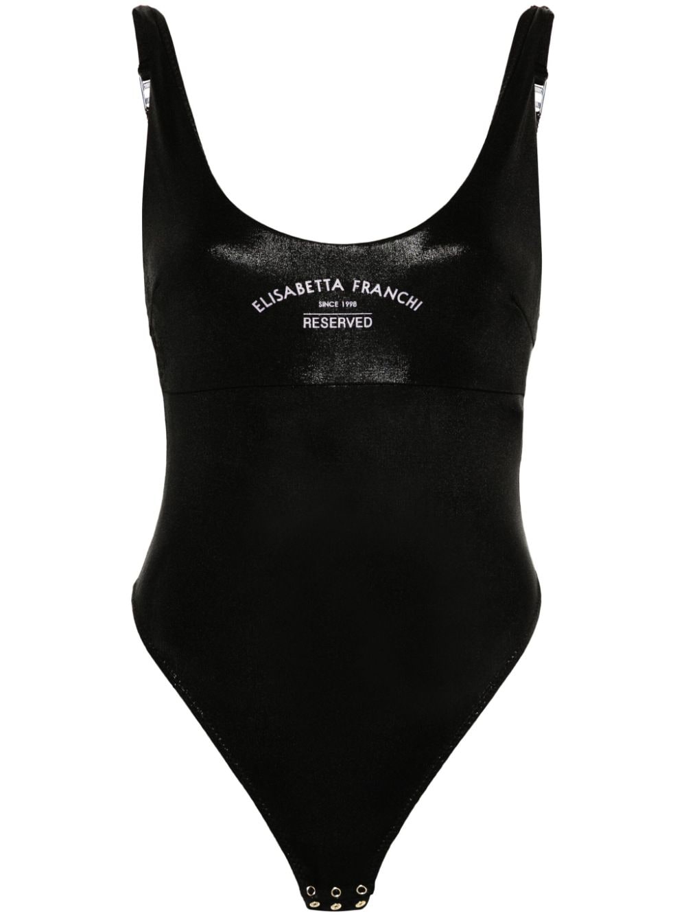 Elisabetta Franchi logo-print lamé bodysuit - Black von Elisabetta Franchi