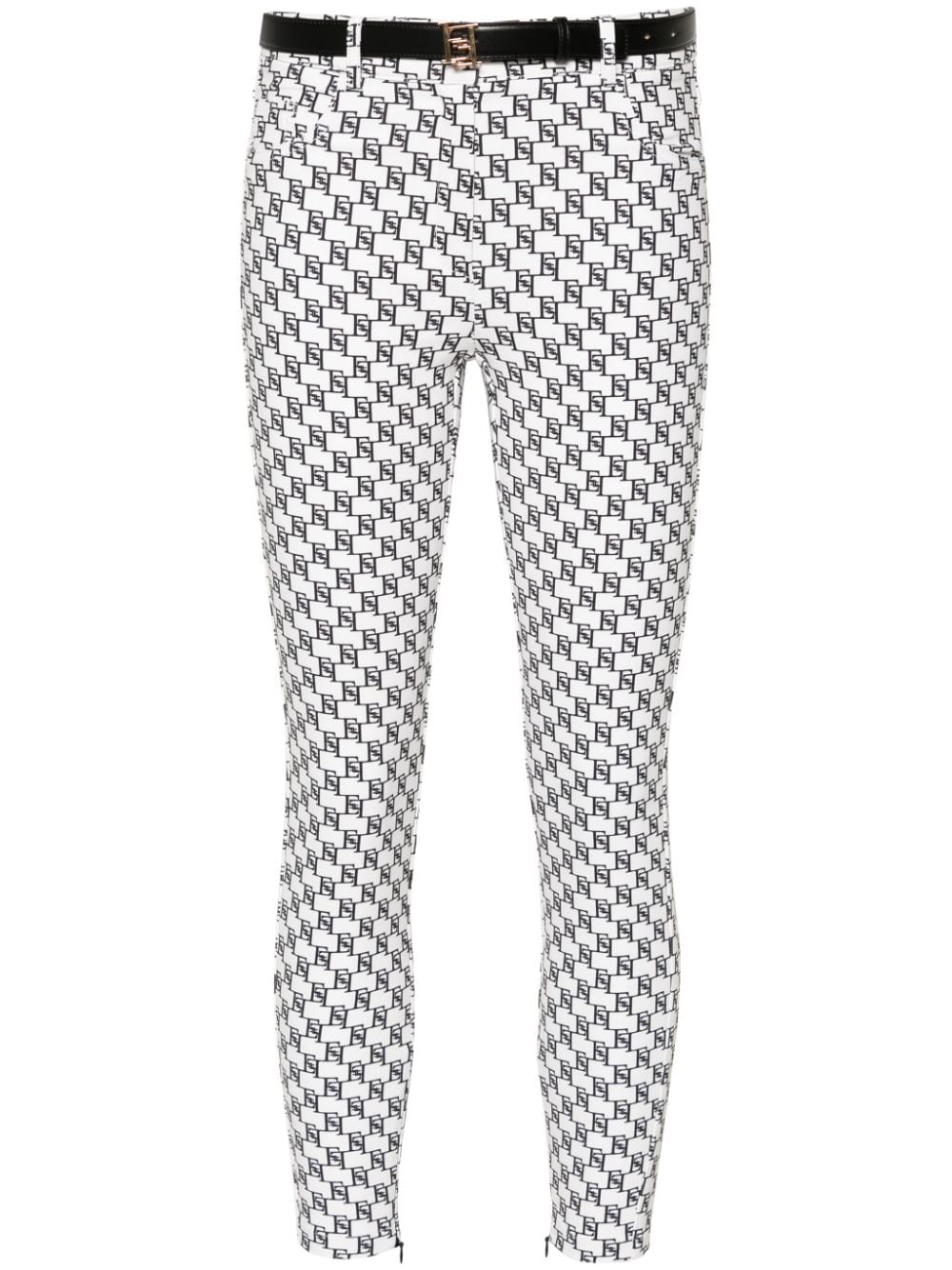 Elisabetta Franchi logo-print slim-cut trousers - Neutrals von Elisabetta Franchi