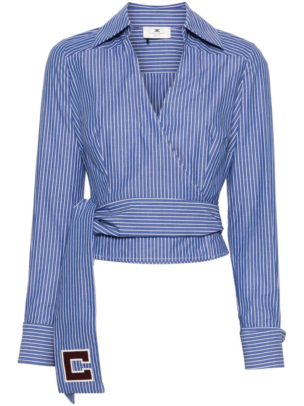 Elisabetta Franchi logo-print striped shirt - Blue von Elisabetta Franchi