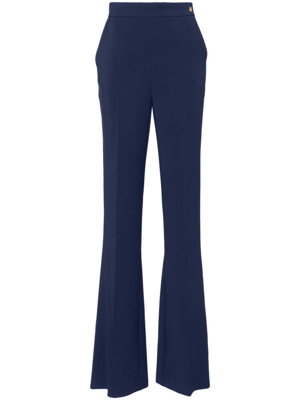 Elisabetta Franchi logo-rivet crepe trousers - Blue von Elisabetta Franchi