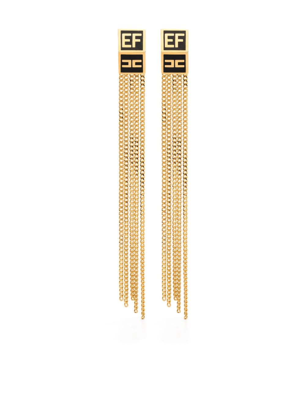 Elisabetta Franchi logo-stud dangle earrings - Gold von Elisabetta Franchi