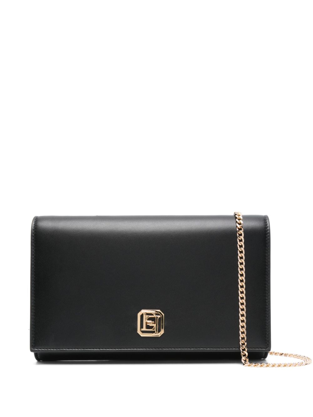 Elisabetta Franchi logo turn-lock leather clutch bag - Black von Elisabetta Franchi