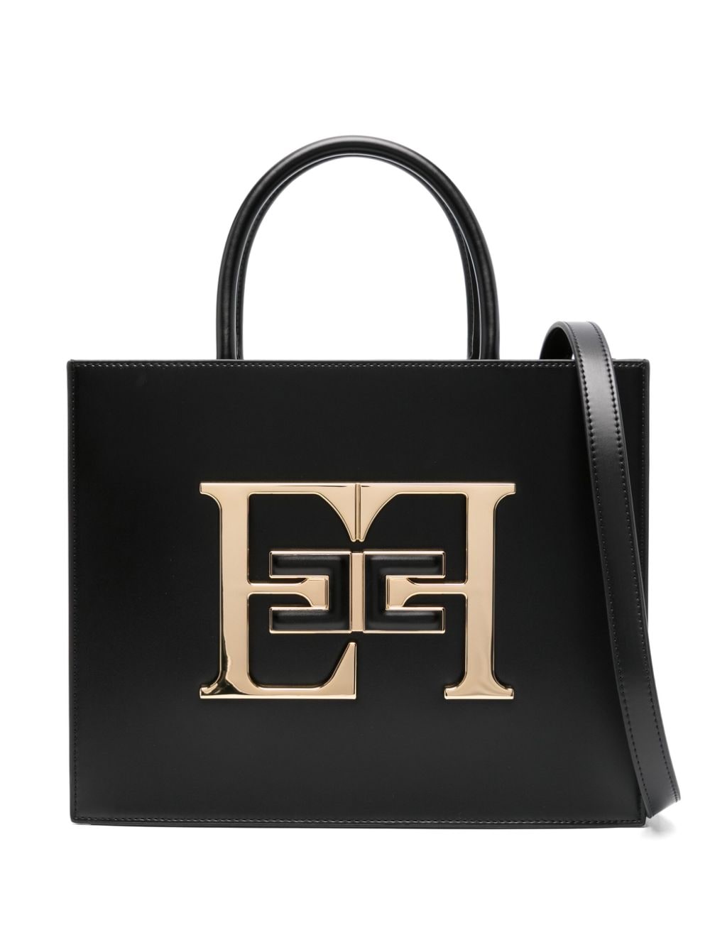 Elisabetta Franchi medium logo-plaque tote bag - Black von Elisabetta Franchi