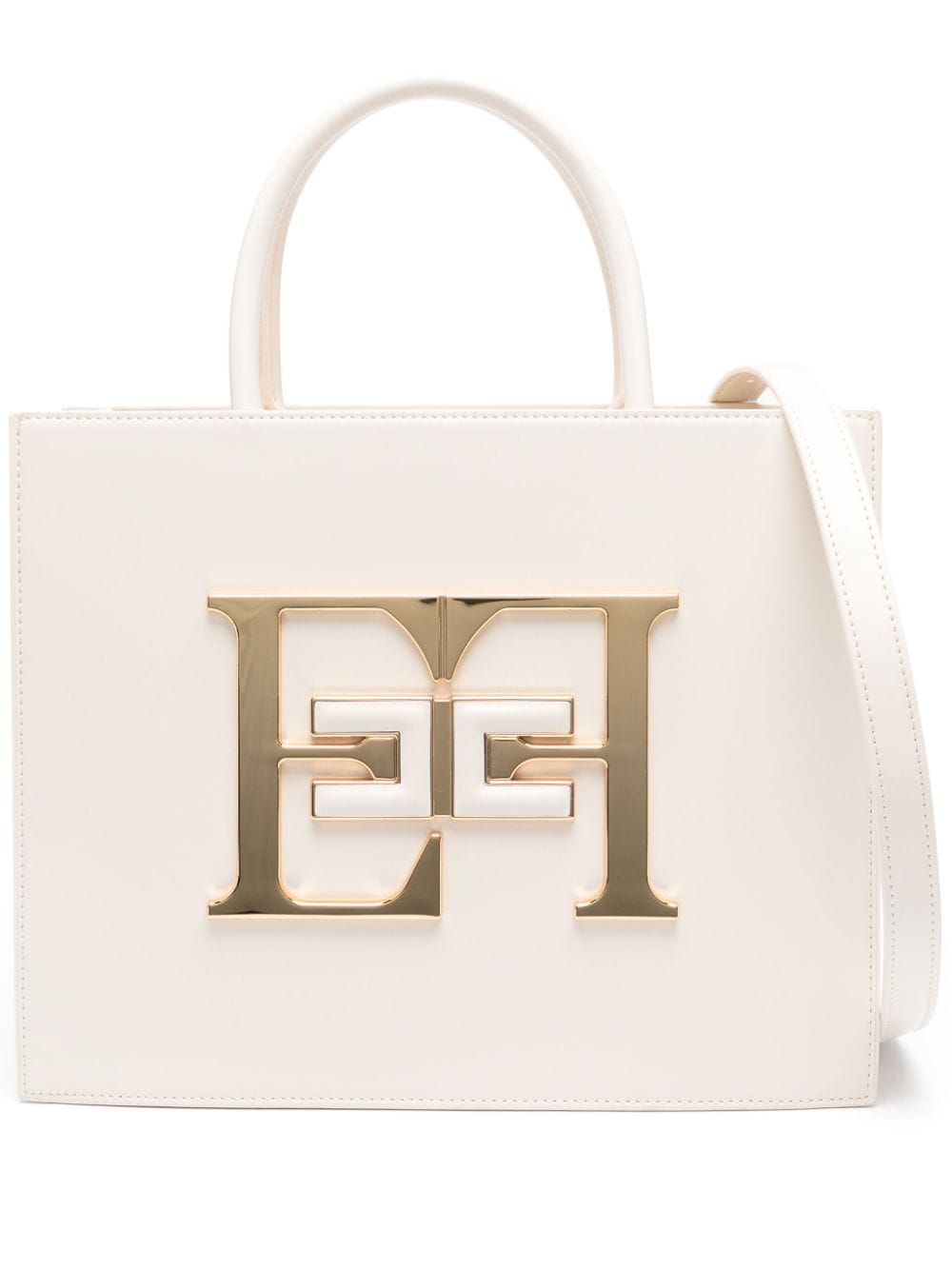 Elisabetta Franchi medium logo-plaque tote bag - Neutrals von Elisabetta Franchi