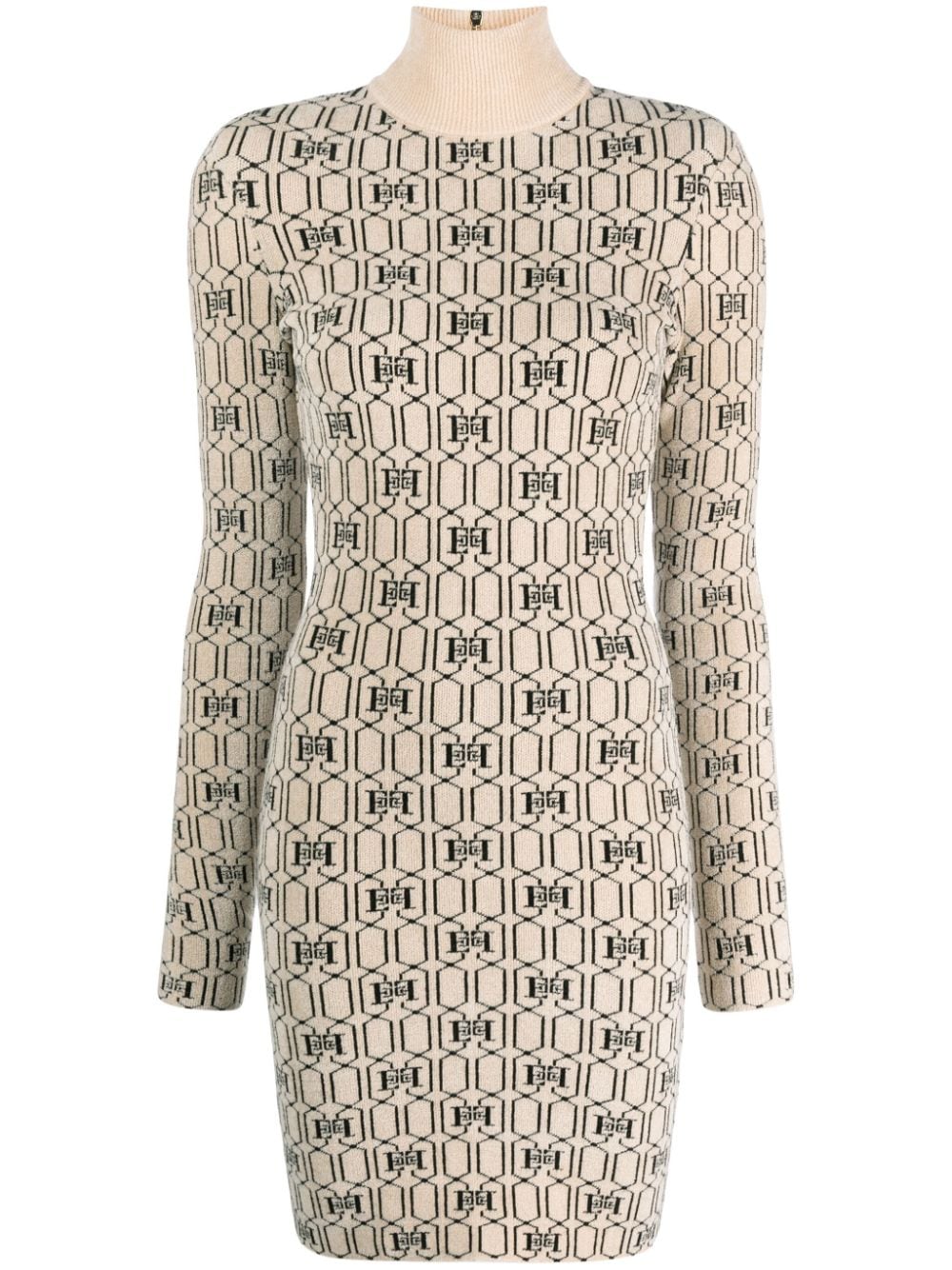 Elisabetta Franchi mongram-intarisa knitted minidress - Neutrals von Elisabetta Franchi