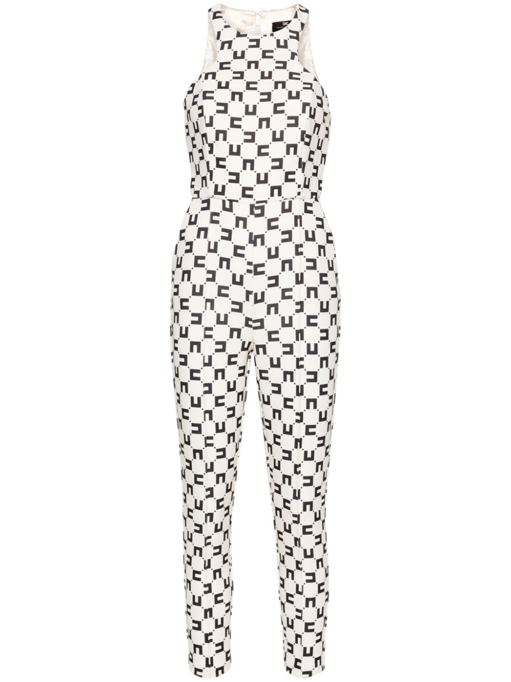 Elisabetta Franchi monogram-print crepe jumpsuit - Neutrals von Elisabetta Franchi