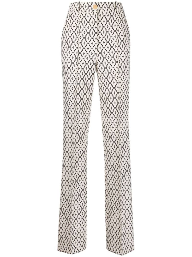 Elisabetta Franchi monogram-print high-waisted trousers - Neutrals von Elisabetta Franchi