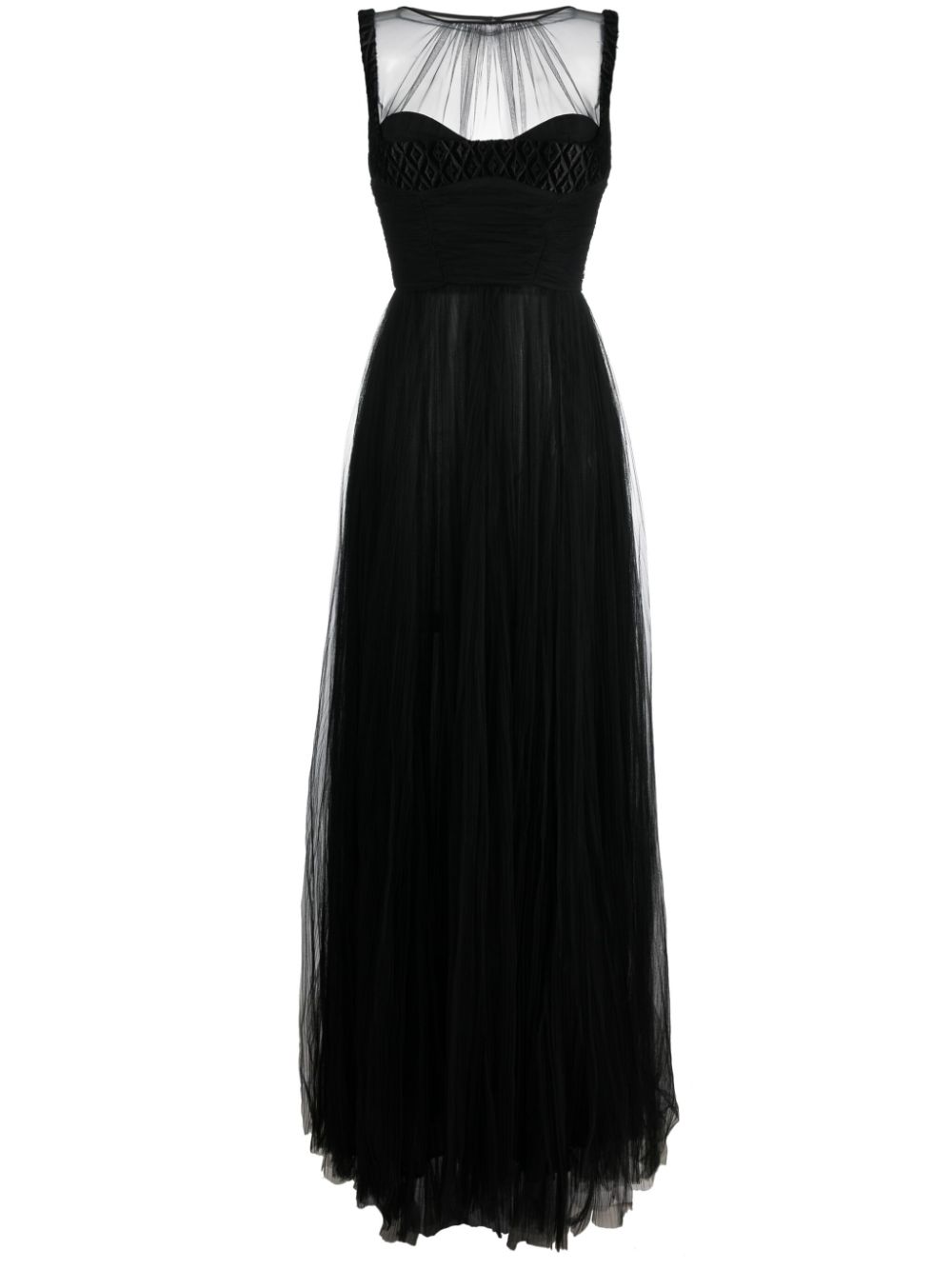 Elisabetta Franchi monogram tulle gown - Black von Elisabetta Franchi