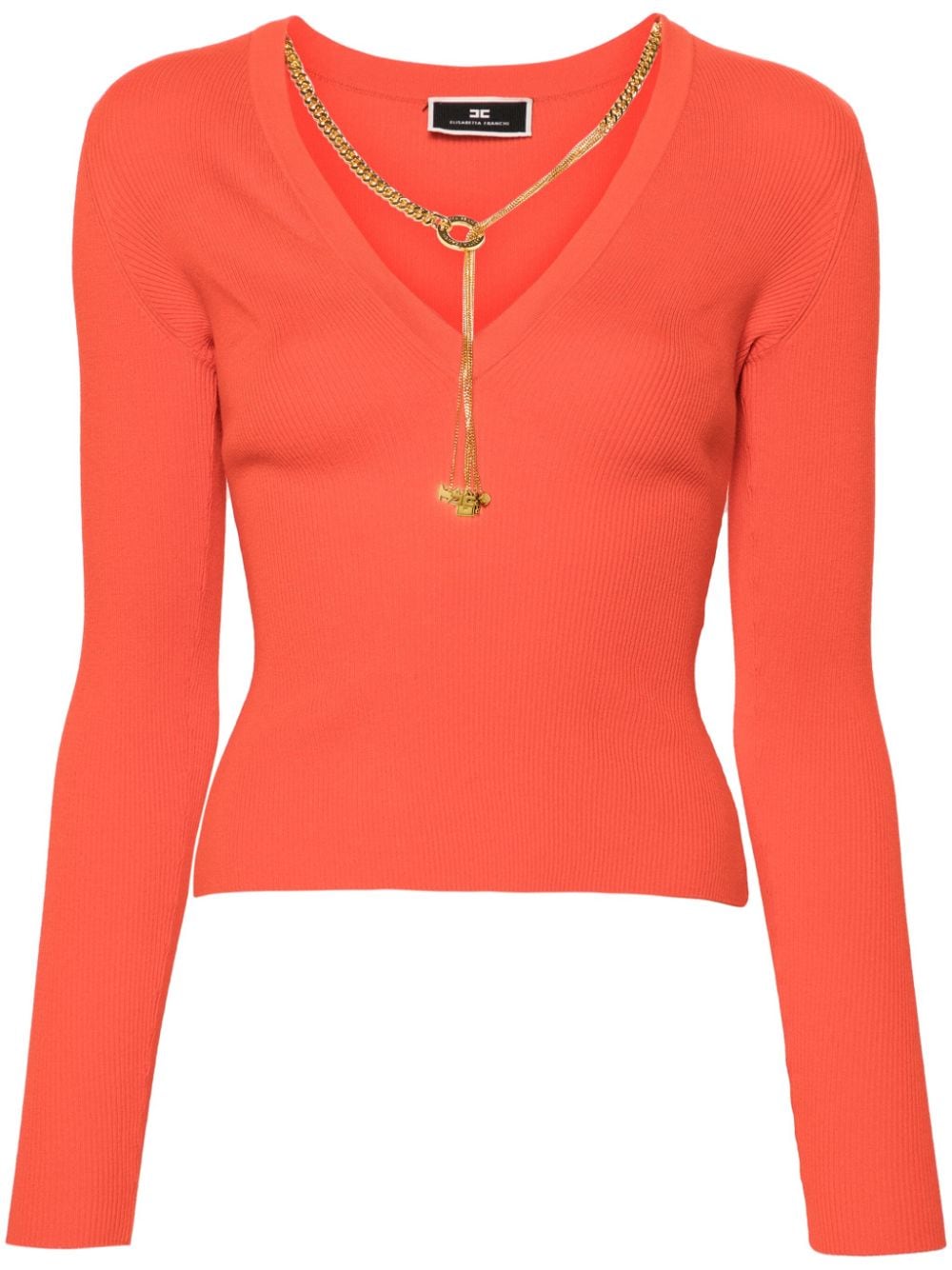 Elisabetta Franchi necklace ribbed top - Orange von Elisabetta Franchi