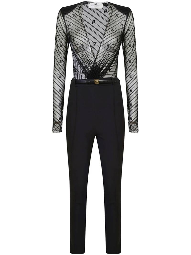 Elisabetta Franchi patterned flocked-tulle jumpsuit - Black von Elisabetta Franchi