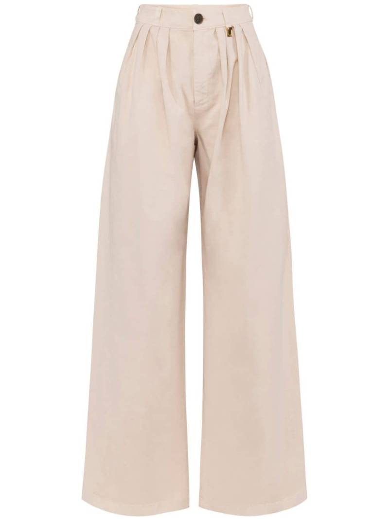 Elisabetta Franchi pleat-detail wide-leg trousers - Neutrals von Elisabetta Franchi