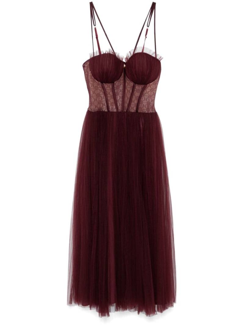 Elisabetta Franchi pleated tulle midi dress - Red von Elisabetta Franchi