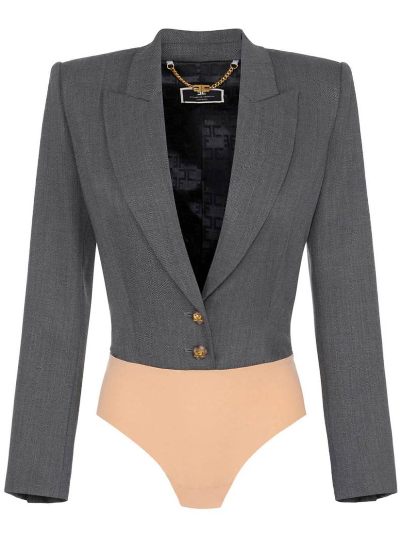 Elisabetta Franchi plunging v-neck bodysuit - Grey von Elisabetta Franchi