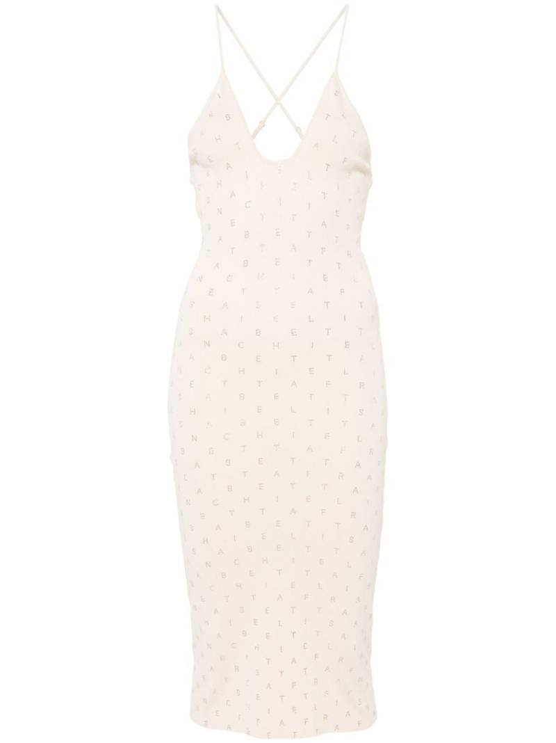 Elisabetta Franchi rhinestone-logo midi dress - Neutrals von Elisabetta Franchi