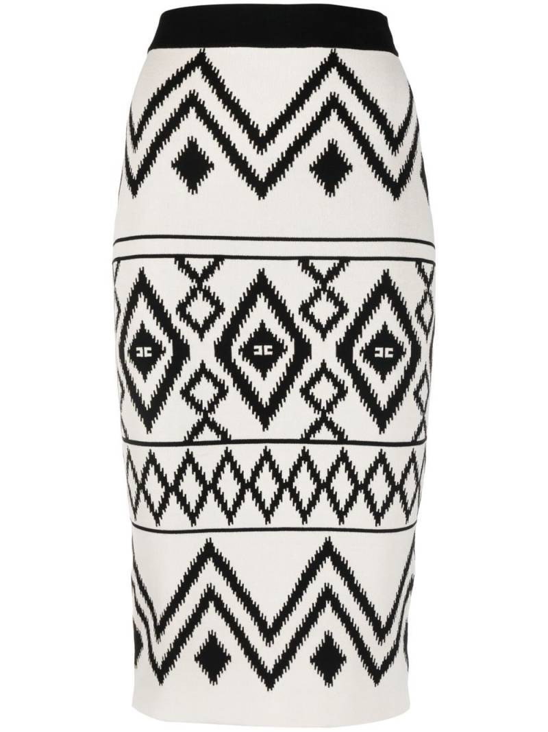 Elisabetta Franchi rhombus-print fitted skirt - Neutrals von Elisabetta Franchi