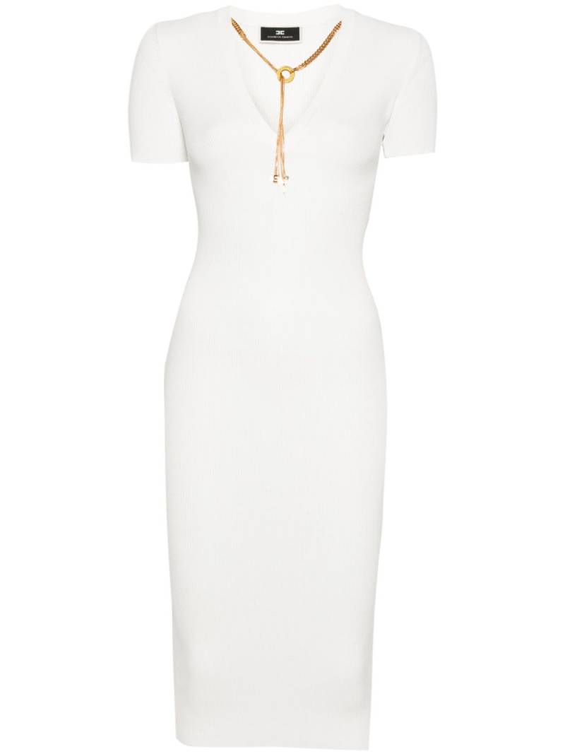 Elisabetta Franchi ribbed-knit midi dress - White von Elisabetta Franchi