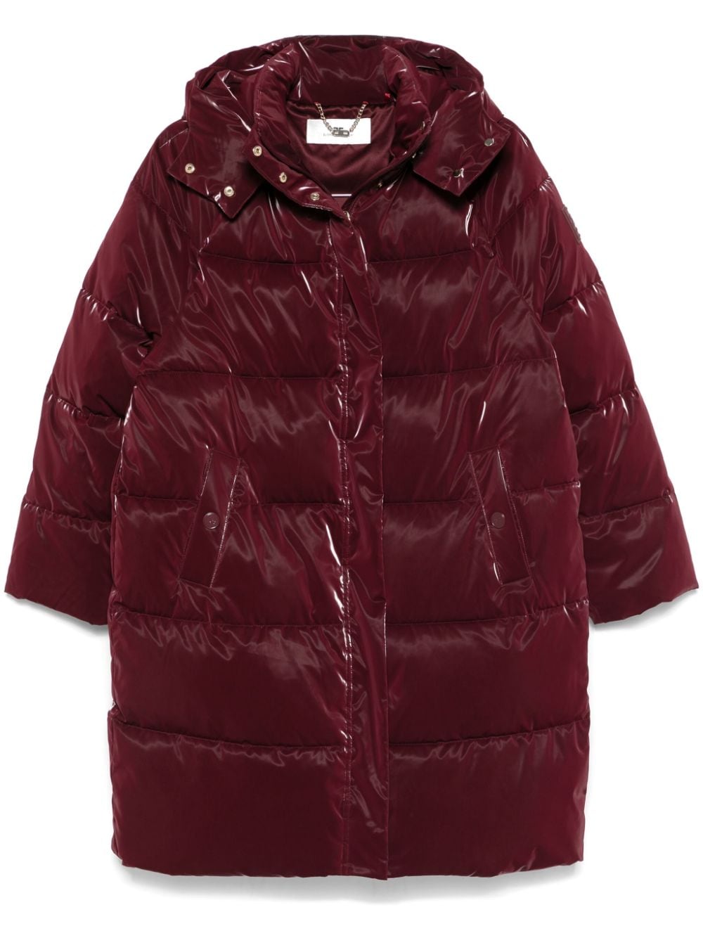 Elisabetta Franchi satin hooded puffer coat - Red von Elisabetta Franchi