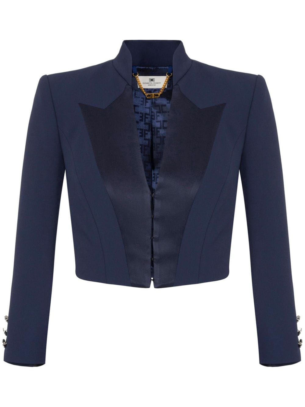 Elisabetta Franchi satin-lapels crepe cropped jacket - Blue von Elisabetta Franchi