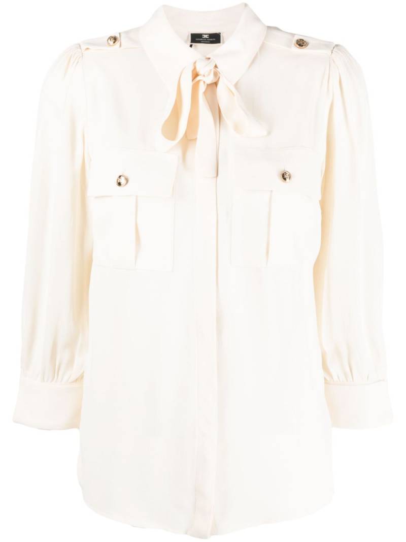 Elisabetta Franchi scarf-detail button-up shirt - Neutrals von Elisabetta Franchi