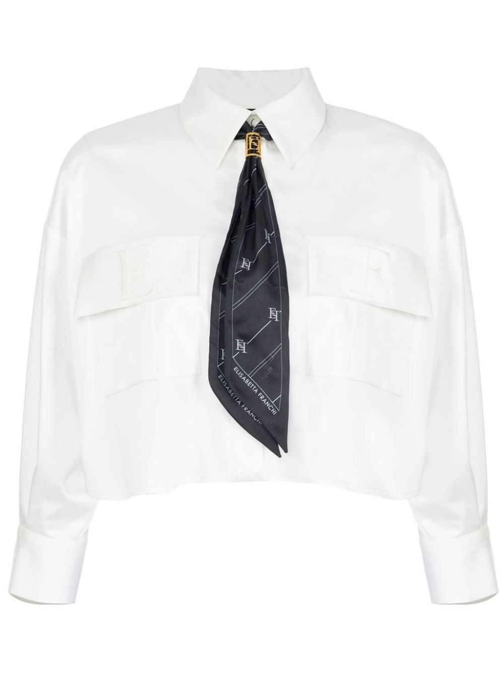 Elisabetta Franchi scarf-detailing cropped shirt - White von Elisabetta Franchi