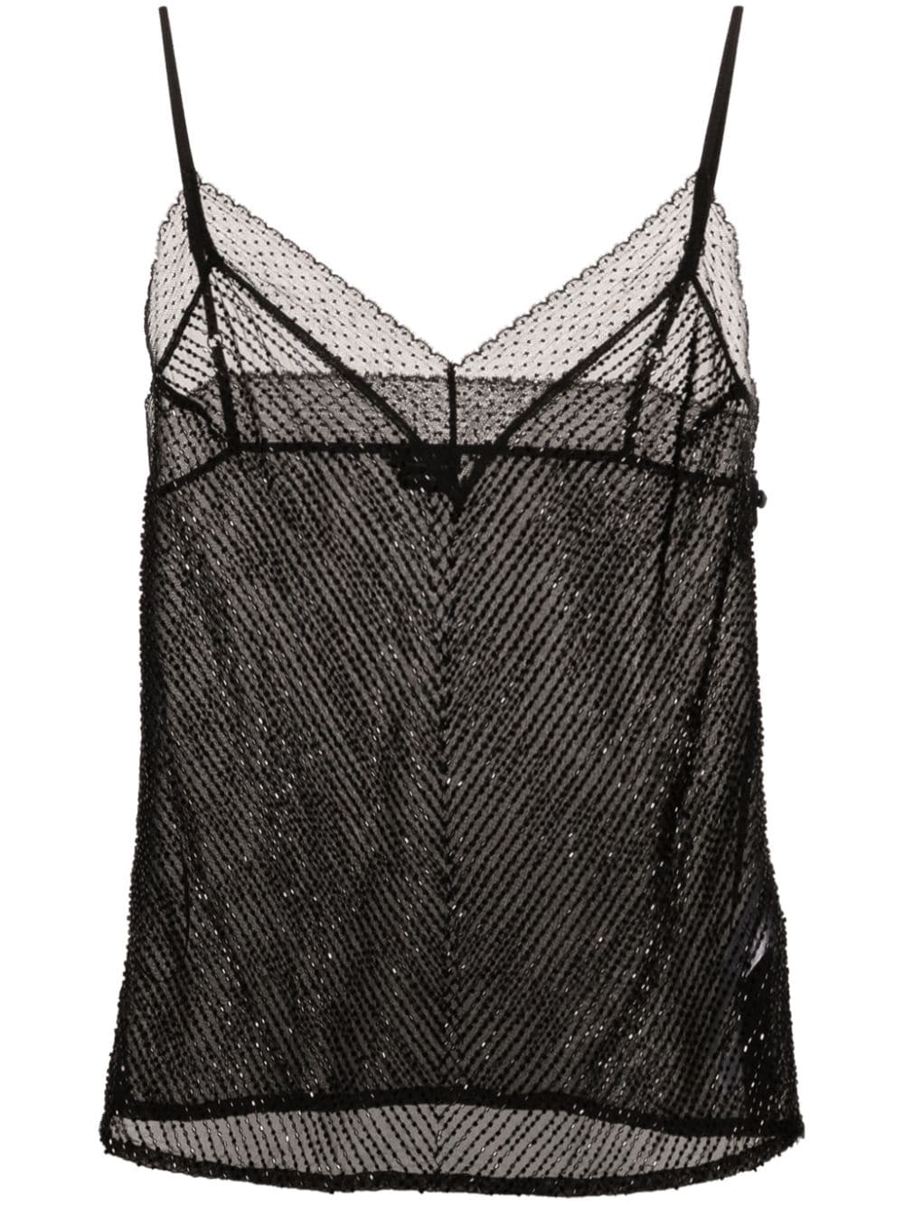 Elisabetta Franchi semi-sheer beaded tank top - Black von Elisabetta Franchi