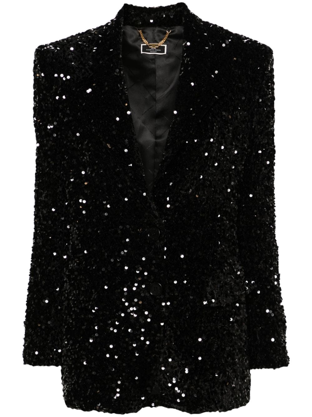 Elisabetta Franchi sequin-embellished chenille blazer - Black von Elisabetta Franchi