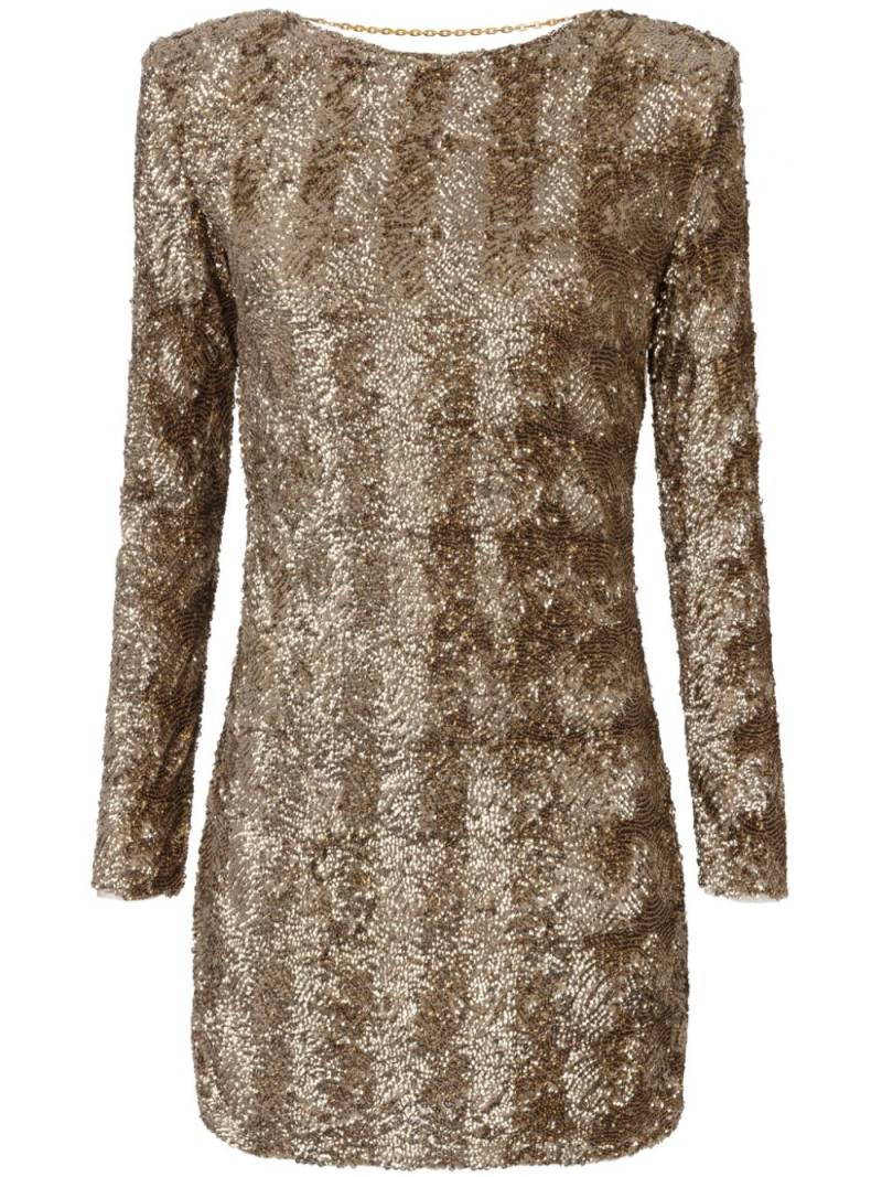 Elisabetta Franchi sequin-embellished tulle mini dress - Brown von Elisabetta Franchi