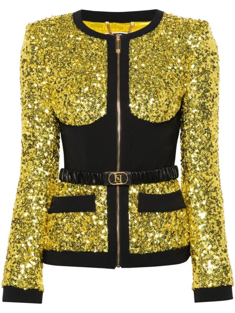 Elisabetta Franchi sequined belted blazer - Black von Elisabetta Franchi