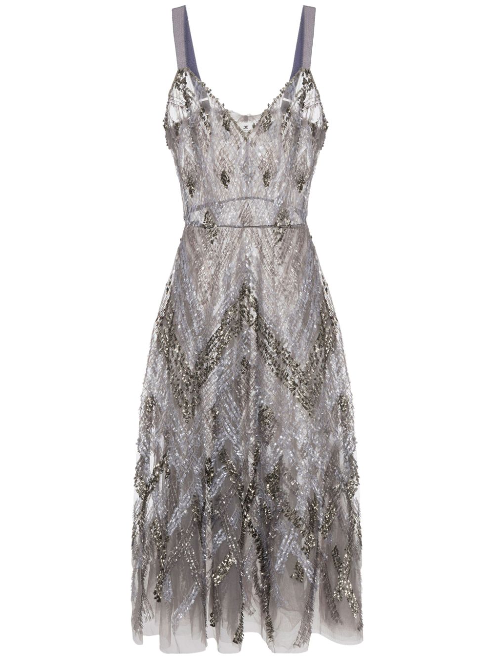 Elisabetta Franchi sequined chevron midi dress - Neutrals von Elisabetta Franchi